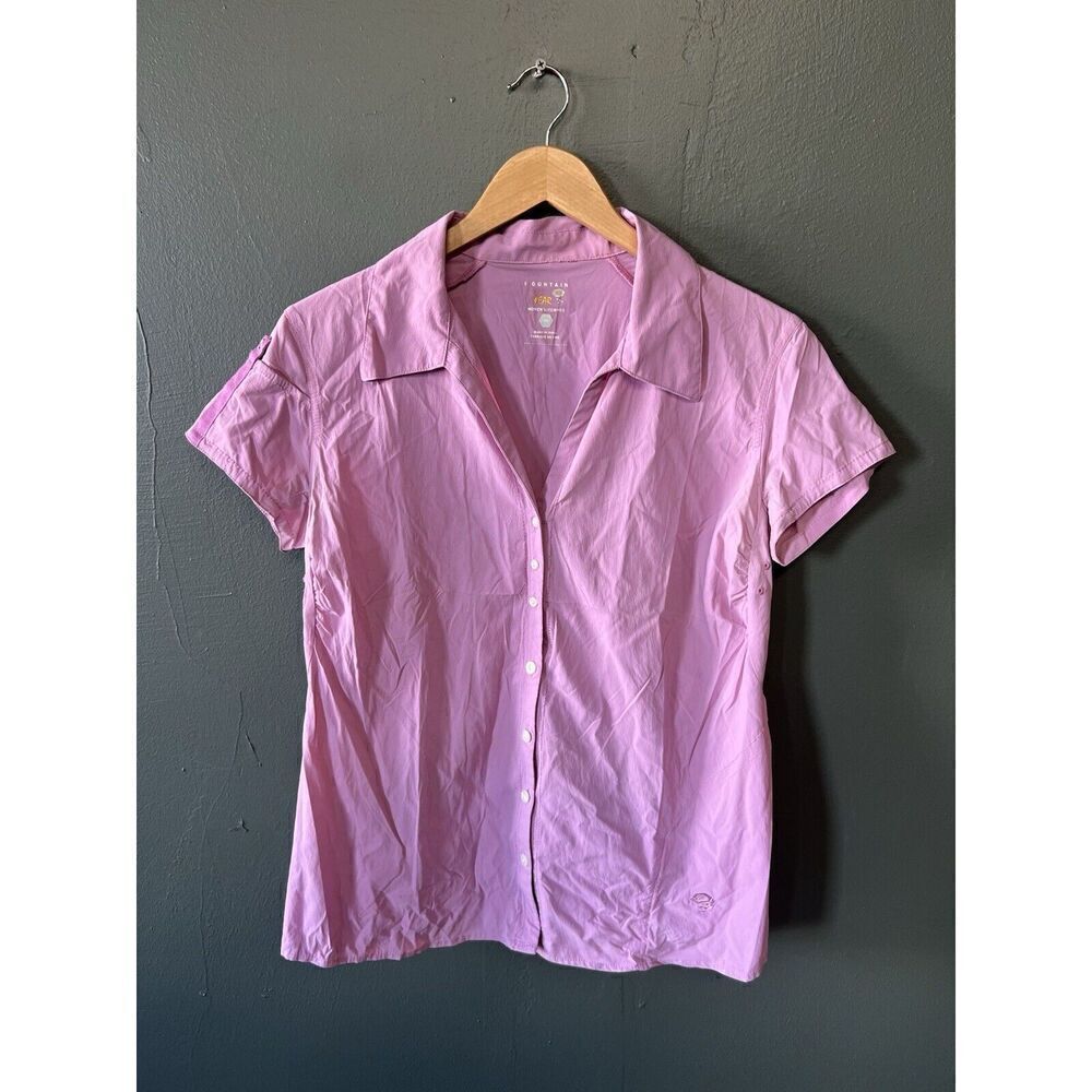 Mountain Hardwear Womens Purple Short Sleeve Button Up Shirt Nylon Size 10